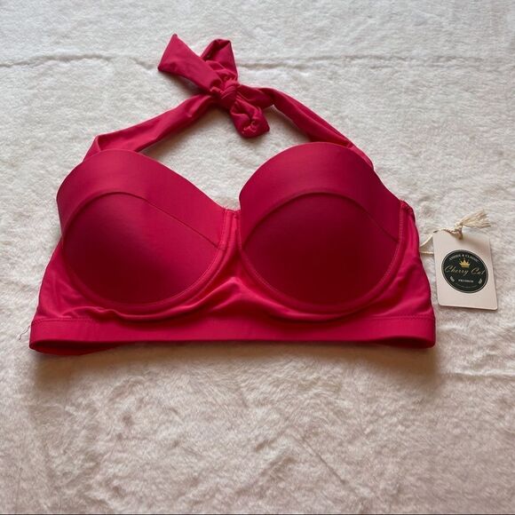 Cherry Cat Pink Bikini Top Size Large New With Tags - Picture 1 of 7